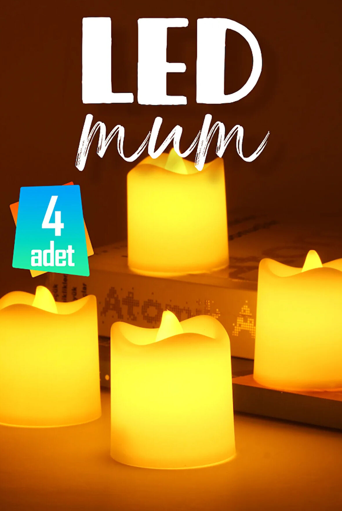 4 Adet Mat Beyaz Mini Led Mum Seti Pilli Dumansız Alevli Ledli Dekoratif Yapay Mum Dekor Işığı