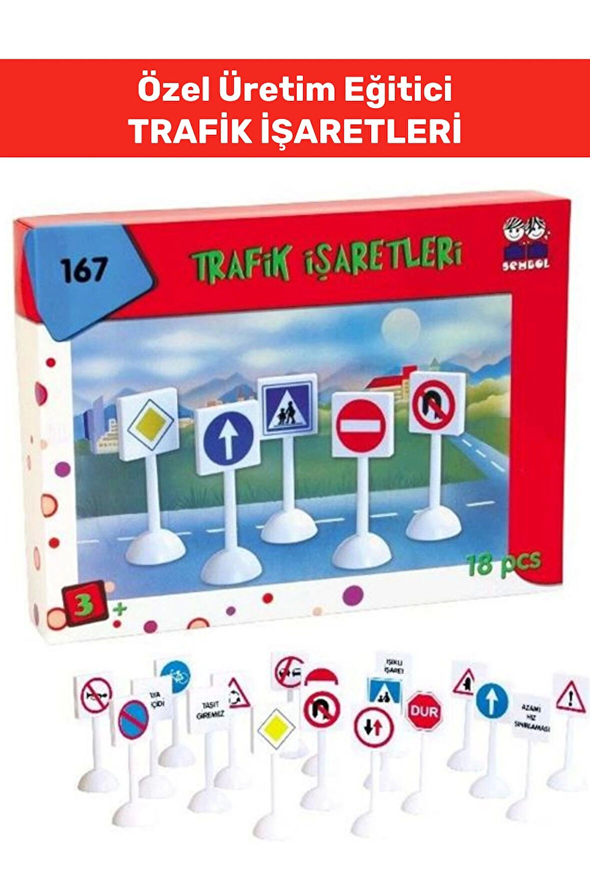 Özel Seri Renk Tanıma Trafik Kuralları Trafik İşaretleri Öğretici TRAFİK İŞARETLERİ 18 PARÇA