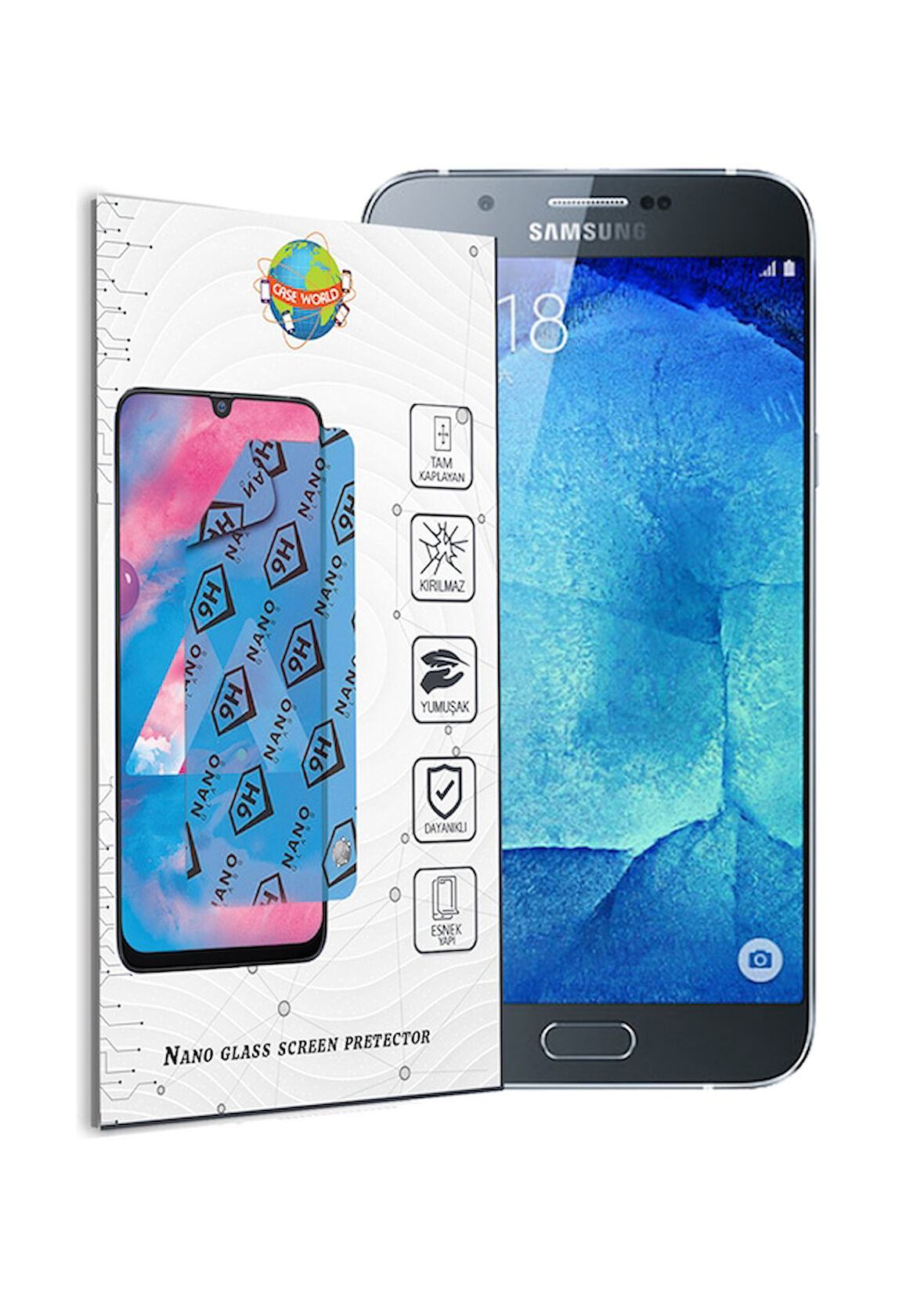 Samsung A8 Uyumlu Ekran Koruyucu Nano Esnek Micro Temperli Kırılmaz Cam Ekran Koruyucu