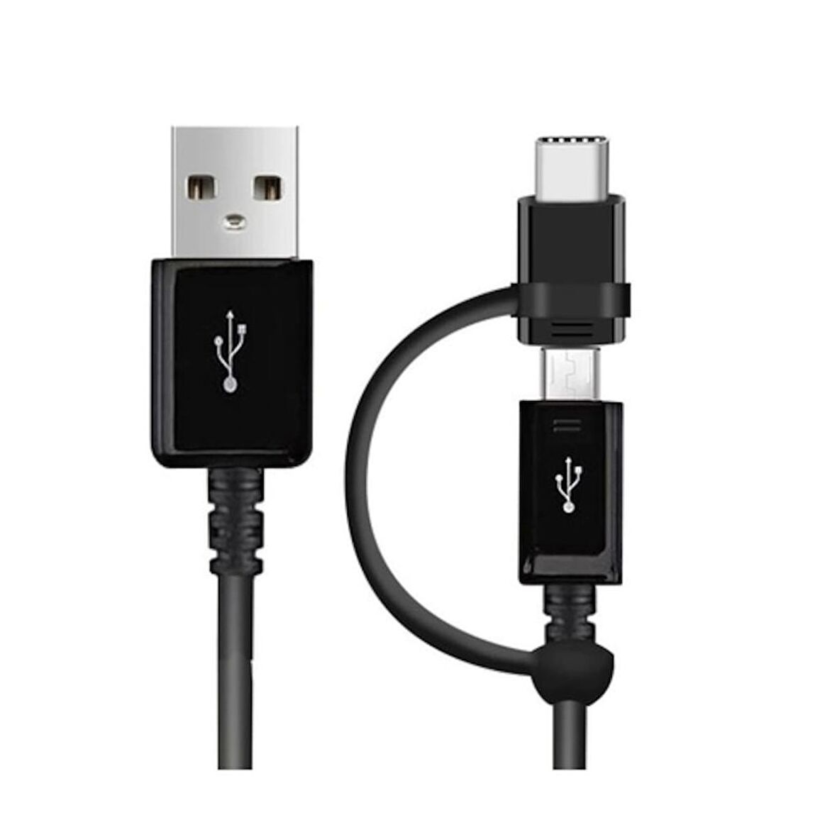 Samsung 2 In1 Micro Usb + Type-C Combo Kablo Siyah