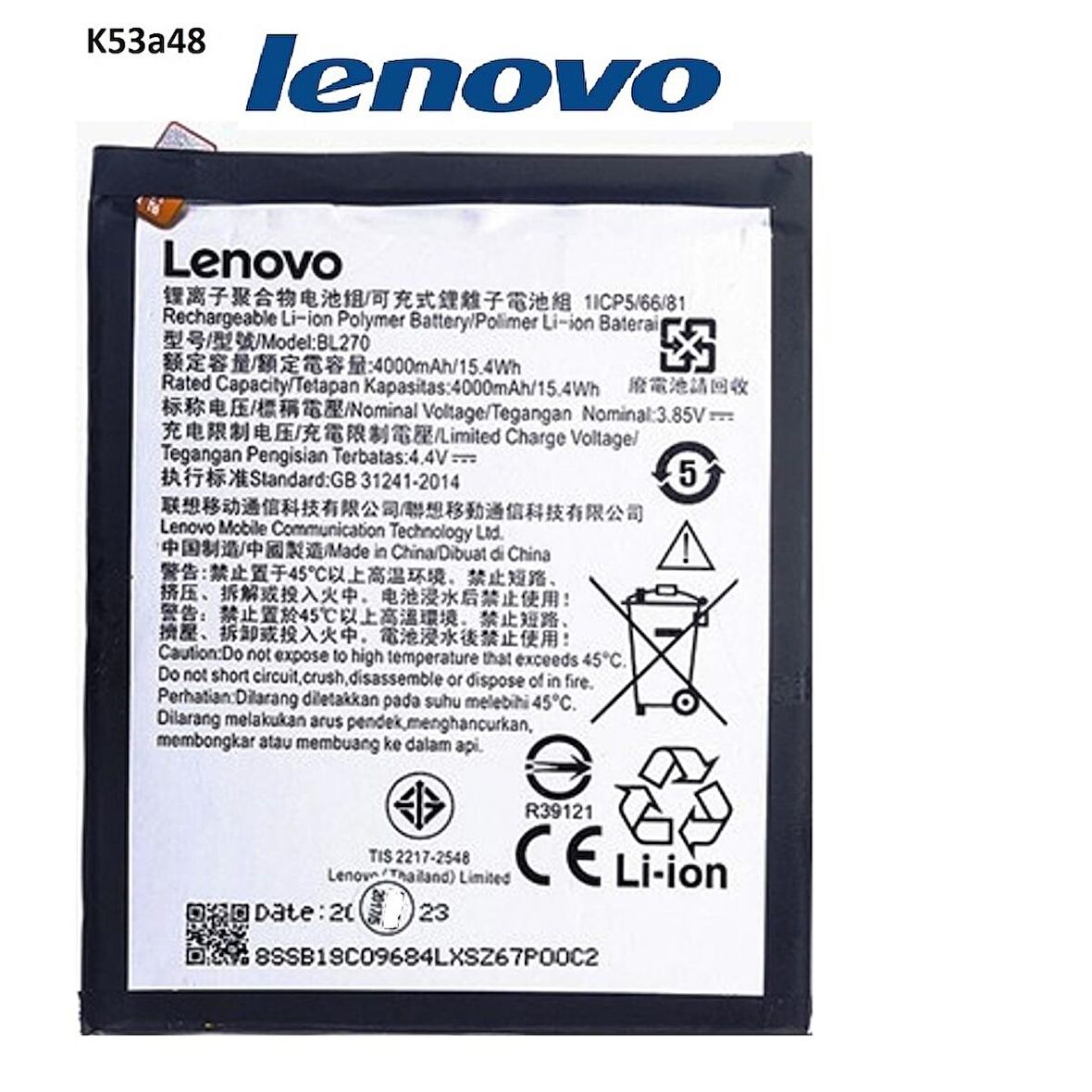 Lenovo K6 Note Pil Batarya K53A48 Bl270