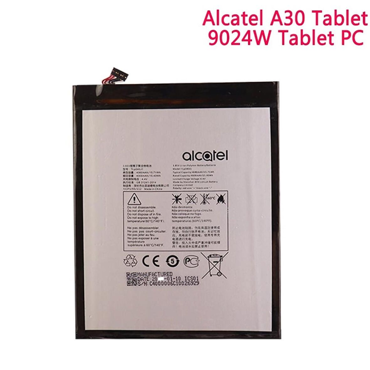Alcatel A30 Tablet Pil Batarya 8082 9024W Tlp040J1