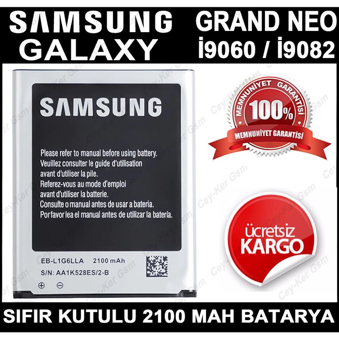 Samsung İ9082 Galaxy Grand Duos Batarya Eb535163Lu