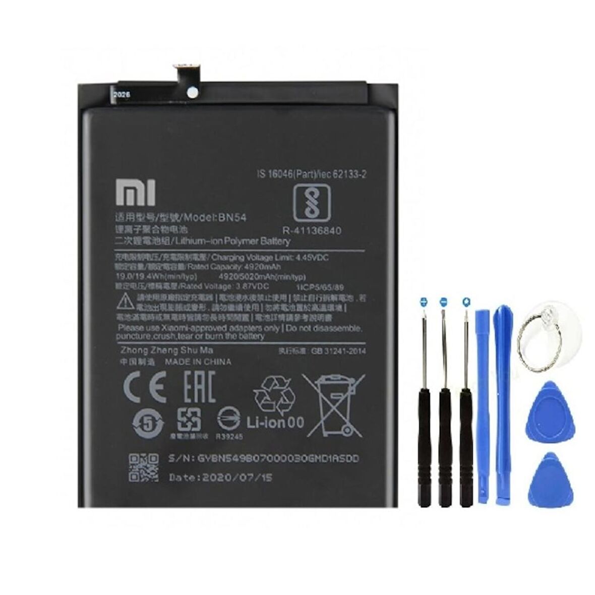 Xiaomi Redmi 9 Bn54 Pil Batarya ve Tamir Seti 5020 Mah