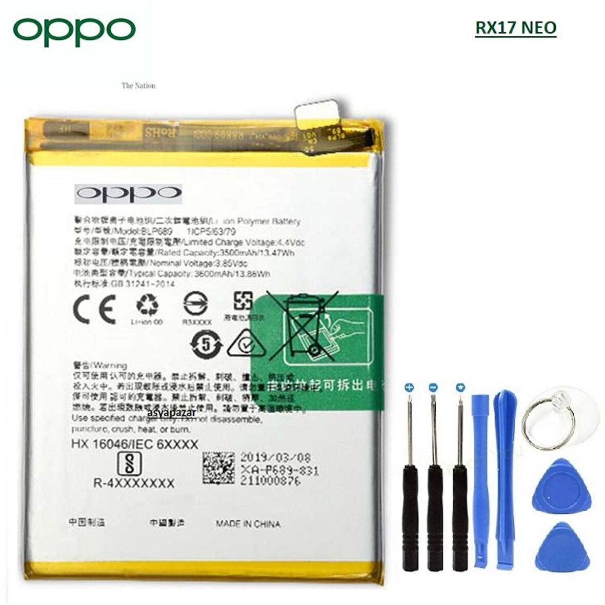 Oppo Rx17 Neo Pil Batarya Blp689 + Tamir Seti