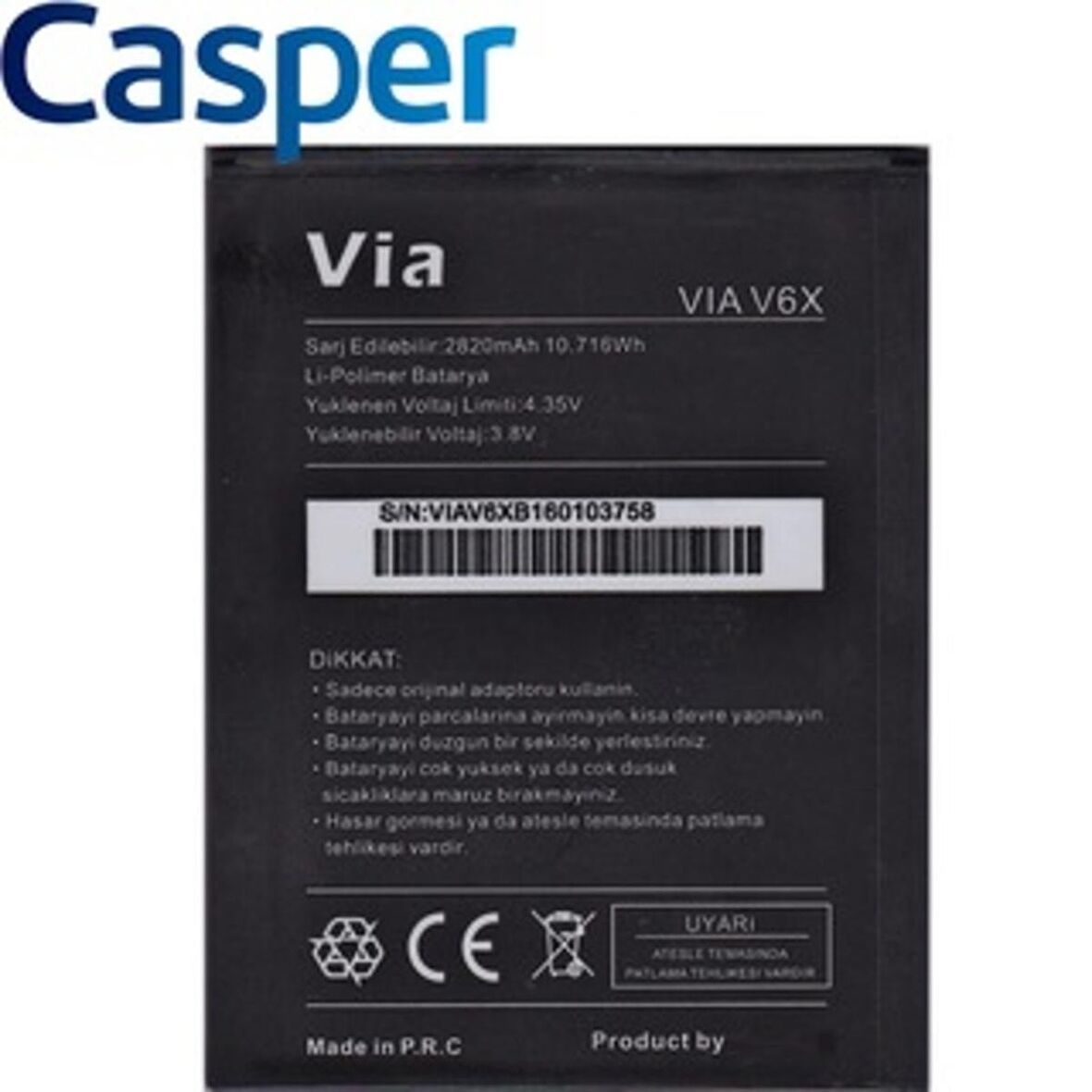 Casper Via V6X Pil Batarya