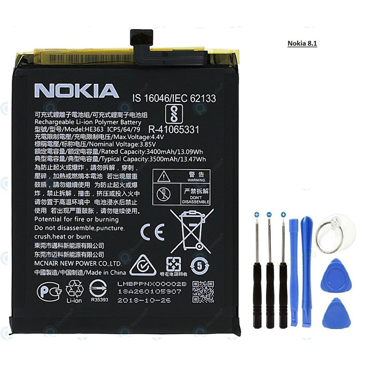 Nokia 8.1-X7 Batarya Pil Ta1119 He363 ve Tamir Seti