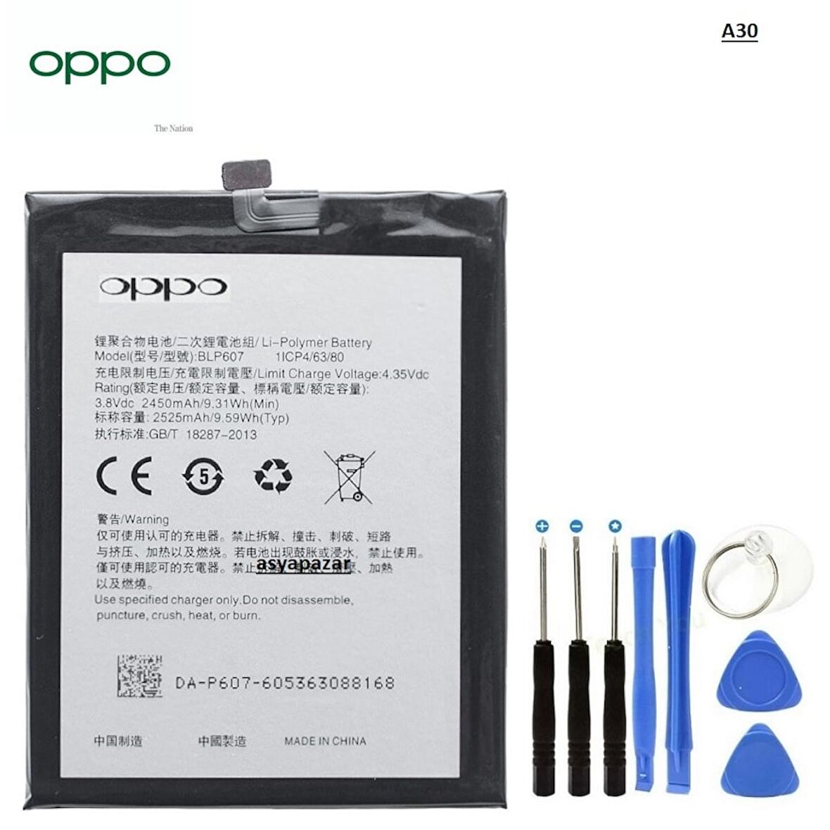 Oppo A30 Batarya Pil Blp607 ve Tamir Seti