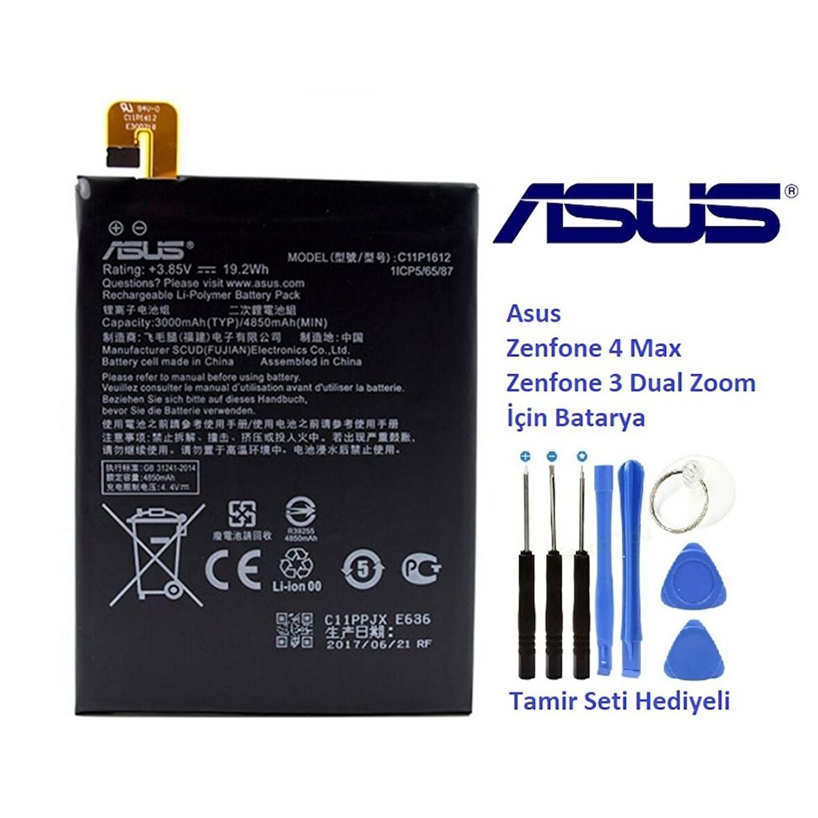 Asus Zenfone 4 Max C11P1612 Batarya Pil ve Tamir Seti