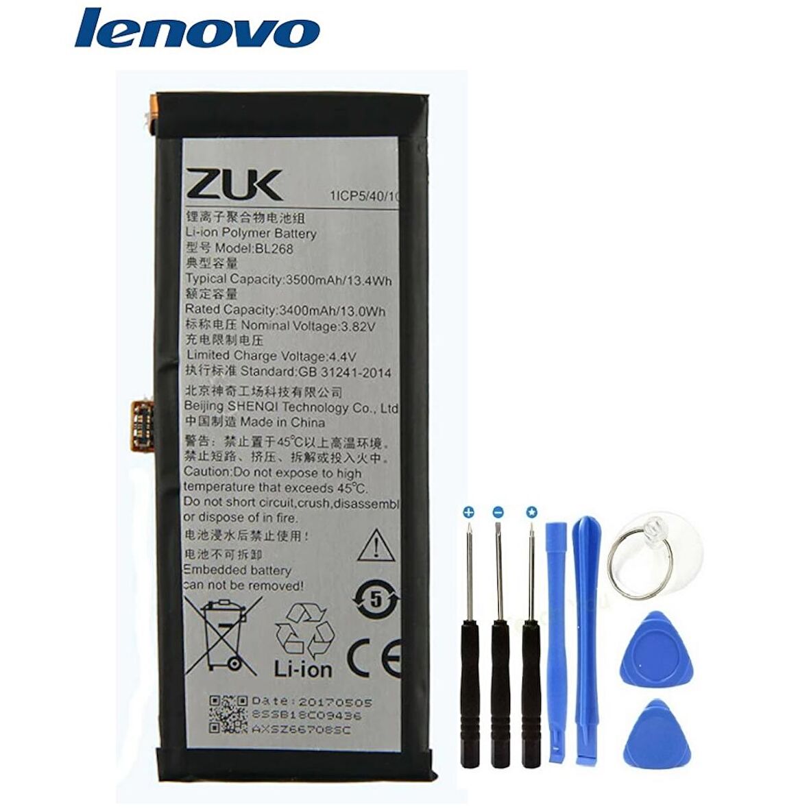 Lenovo Zuk Z2 Z213 Pil Batarya ve Tamir Seti Bl268