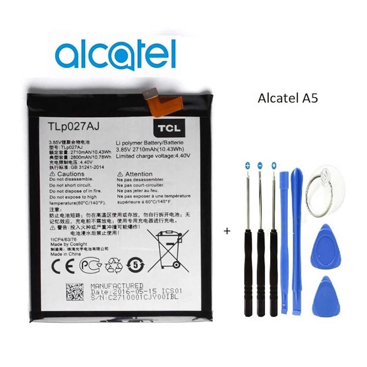 Alcatel A5 Ot 6058D-A5 5085D Batarya Pil ve Tamir Seti Tlp027A1-A