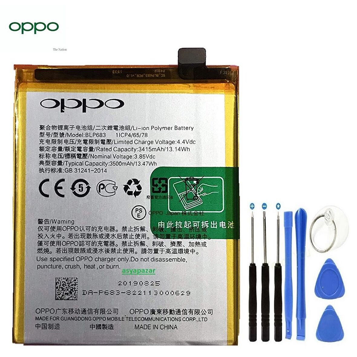 Oppo Ax7 Pil Batarya Bl683 + Tamir Seti