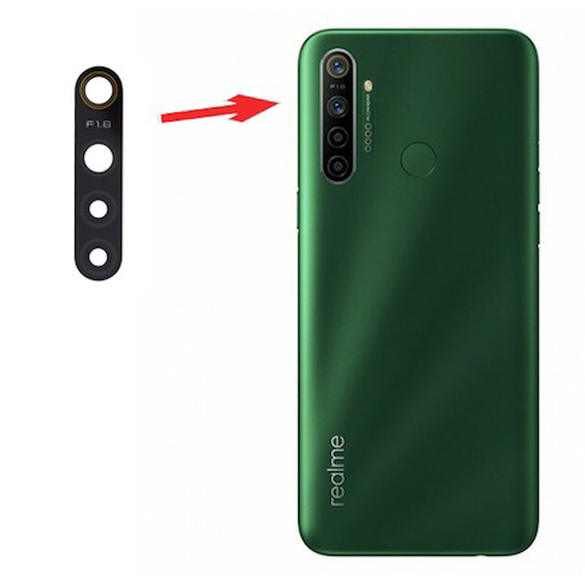 Oppo Realme 5i Kamera Lens Camı+Yapışkan