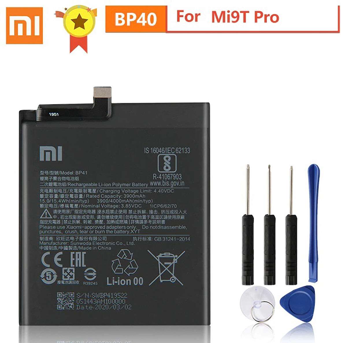 Xiaomi Mi 9T Pro Batarya Pil BP40 + Tamir Seti