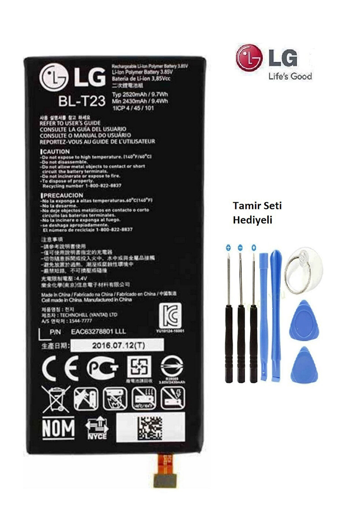 LG X CAM K580 BL-T23 BATARYA PİL VE TAMİR SETİ