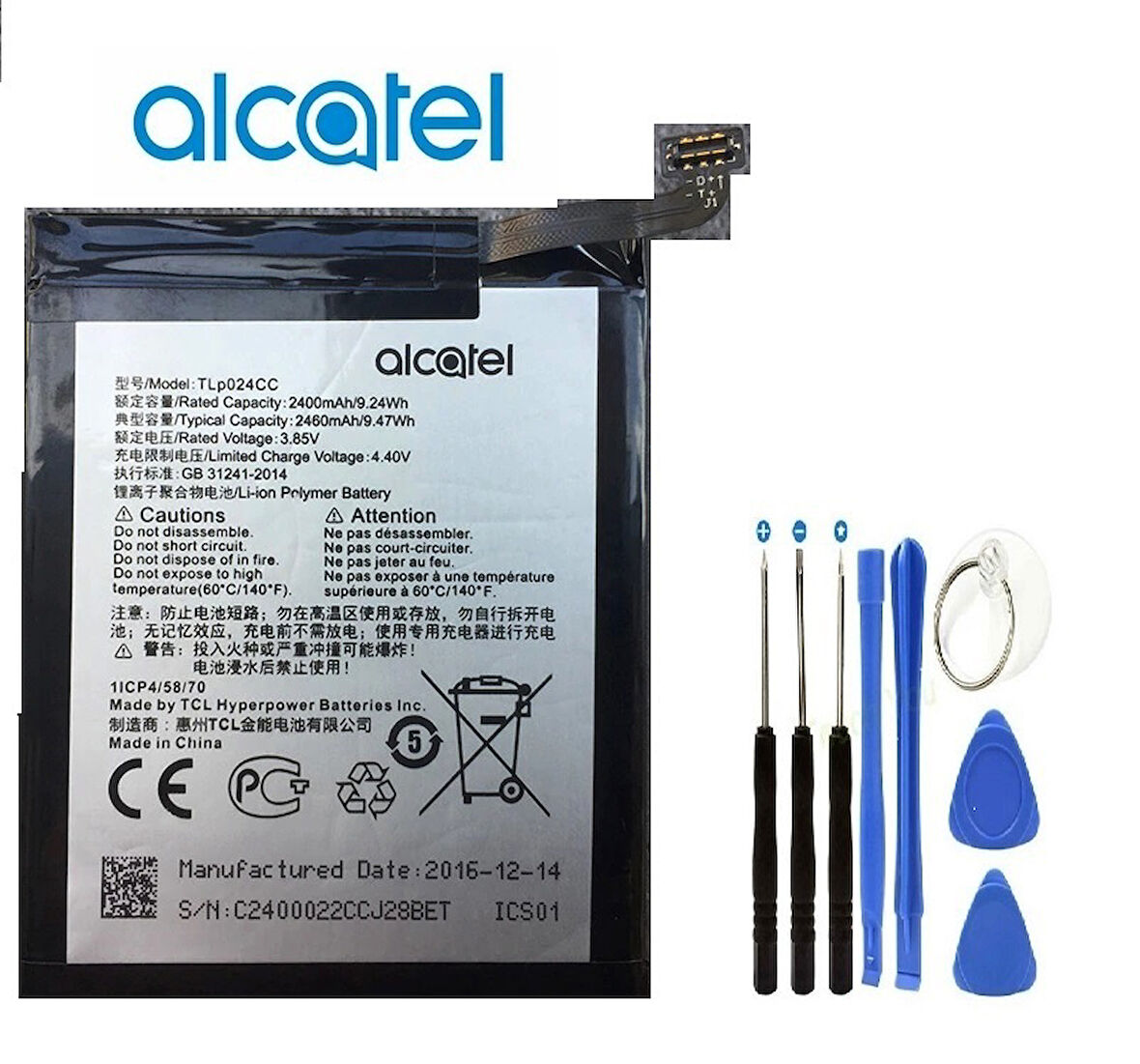 Alcatel-A3 Pil Batarya 2400mAh ve Tamir Seti
