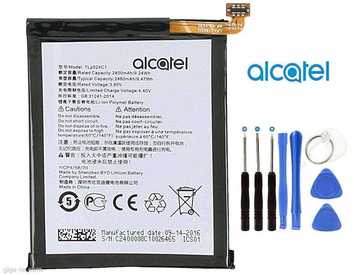 Alcatel Shine Lite Pil Batarya TLp024C1 ve Tamir Seti