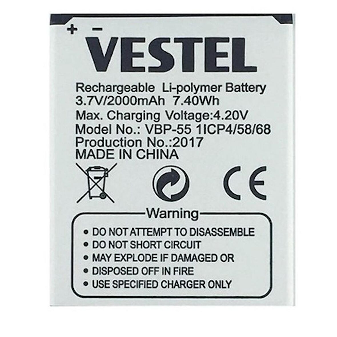 Vestel Venüs 5.5 Pil Batarya 5.5X 5.5V VBP-55 İthal