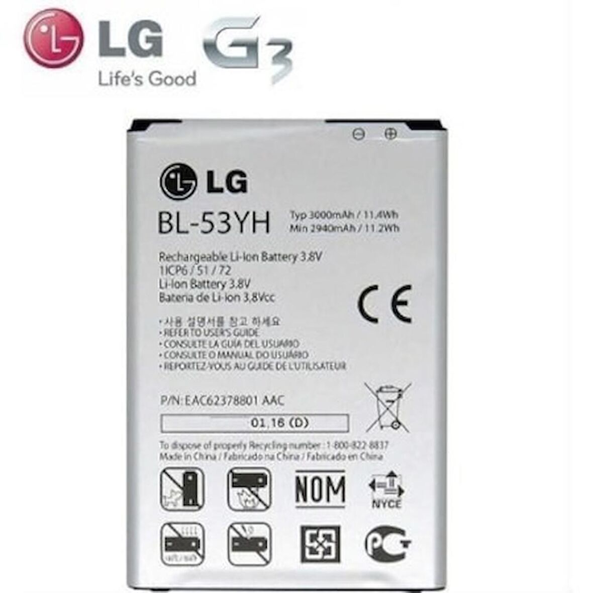 Lg G3 Batarya Pil BL-53YH Servis