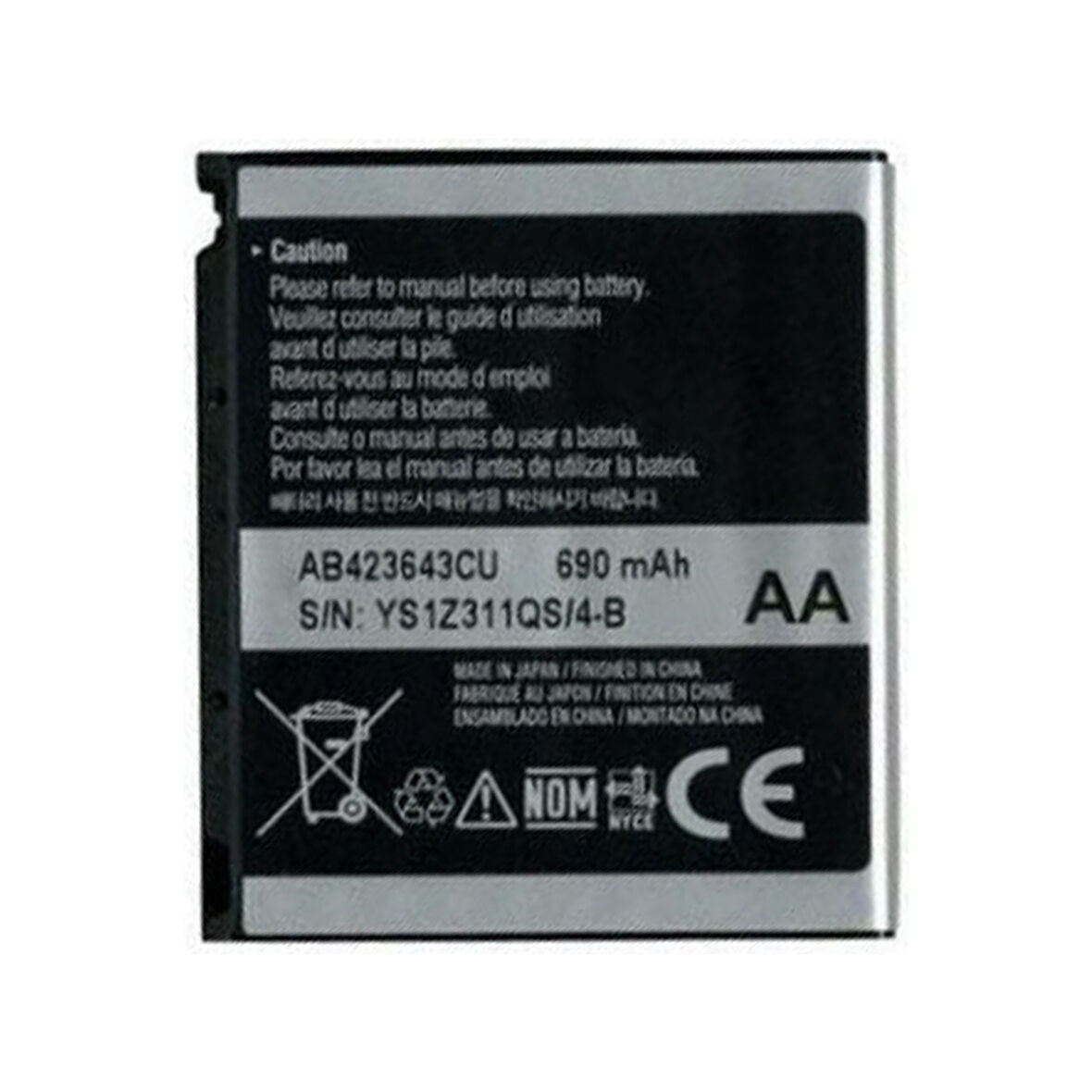 Samsung E840 U100 X820 X828 Pil Batarya AB423643CU