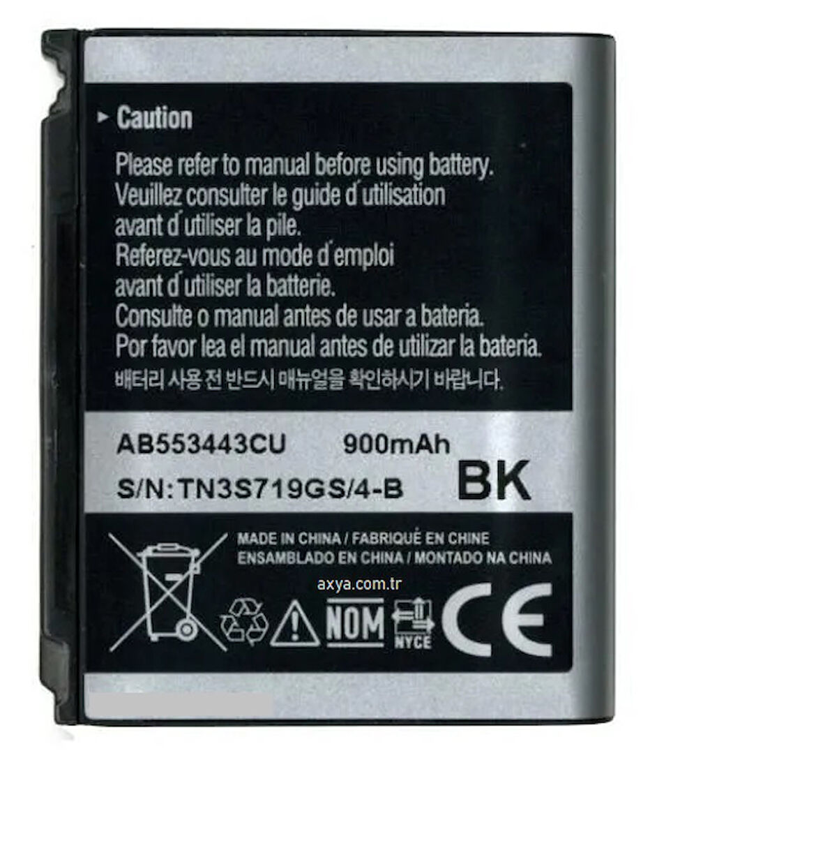 Samsung  S5233 G800 Pil Batarya AB553443CE BK