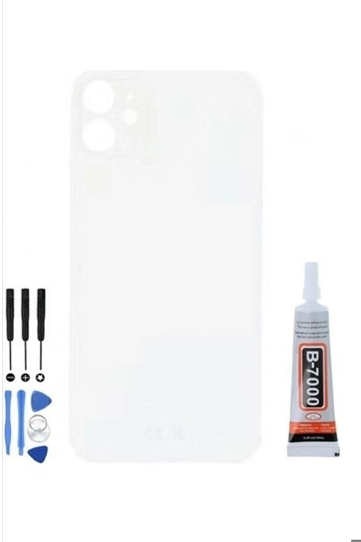 iPhone Uyumlu 11 Arka Cam Batarya Pil Kapağı + Yapıştırıcı + Tamir Set - Bwyaz