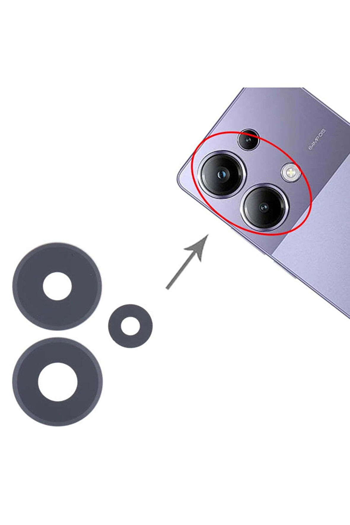 Xiaomi Uyumlu Poco M6 4G Kamera Lensi Cam 2404APC5FG