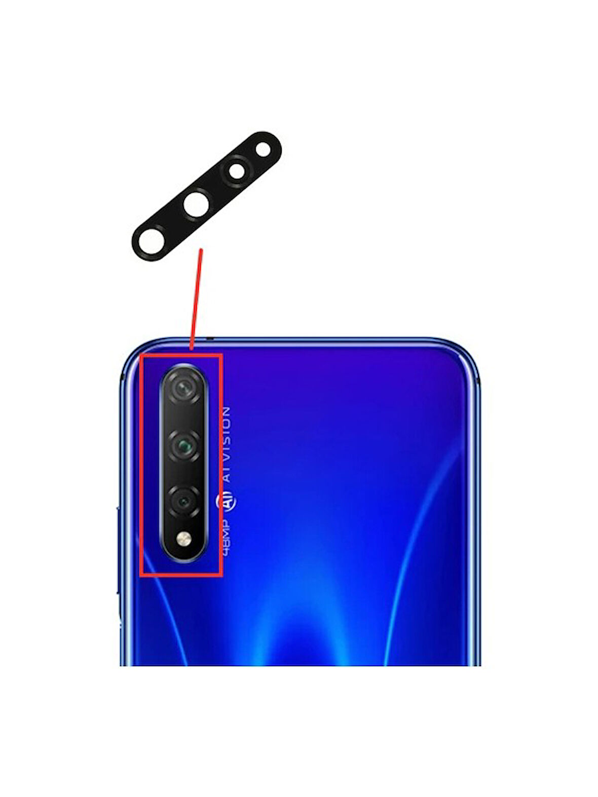 Huawei Nova 5t Arka Kamera Camı Lens Yapışkanlı