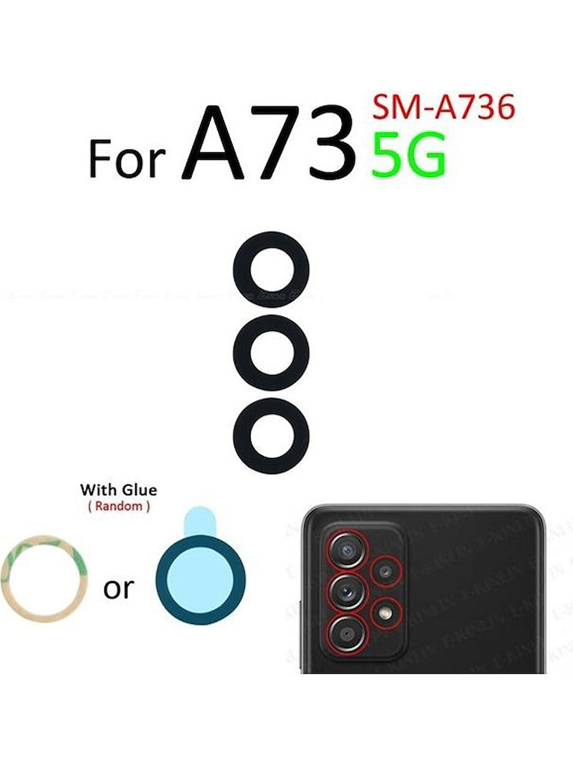 Samsung Galaxy A73 (4g) Arka Kamera Camı Lens Yapışkanlı