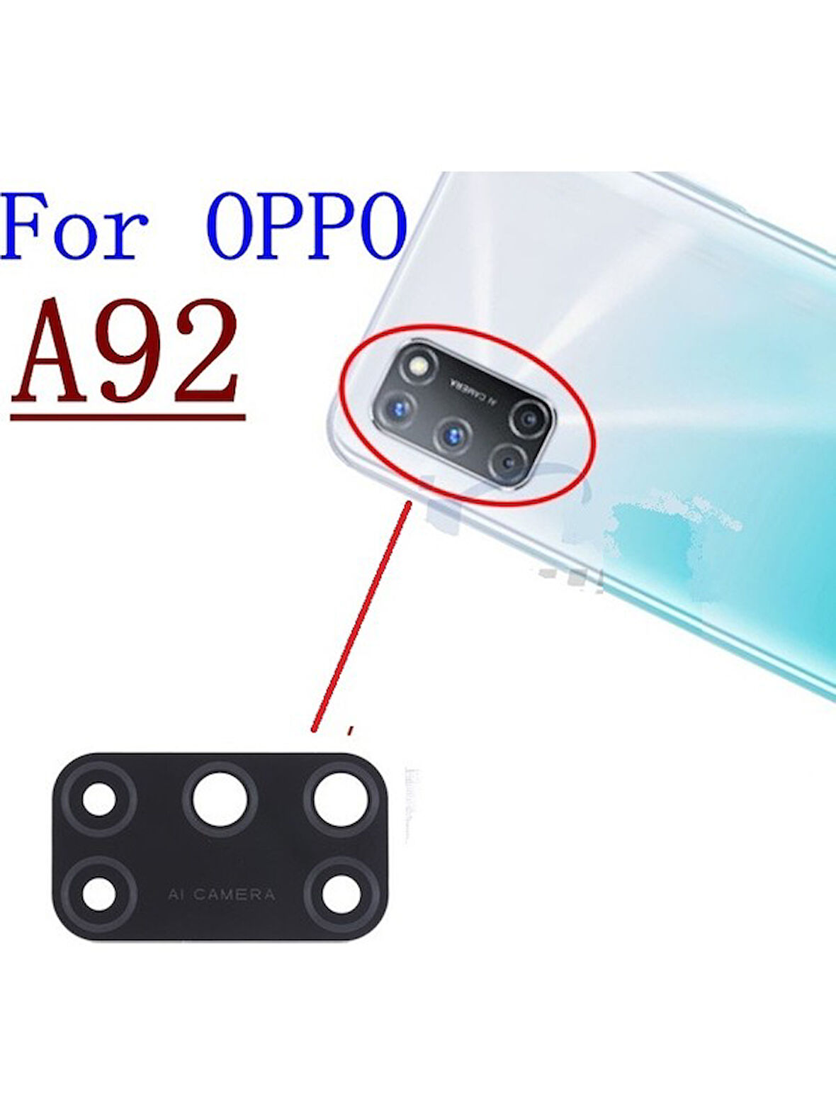 Oppo A92 Arka Kamera Camı Lens Yapışkanlı
