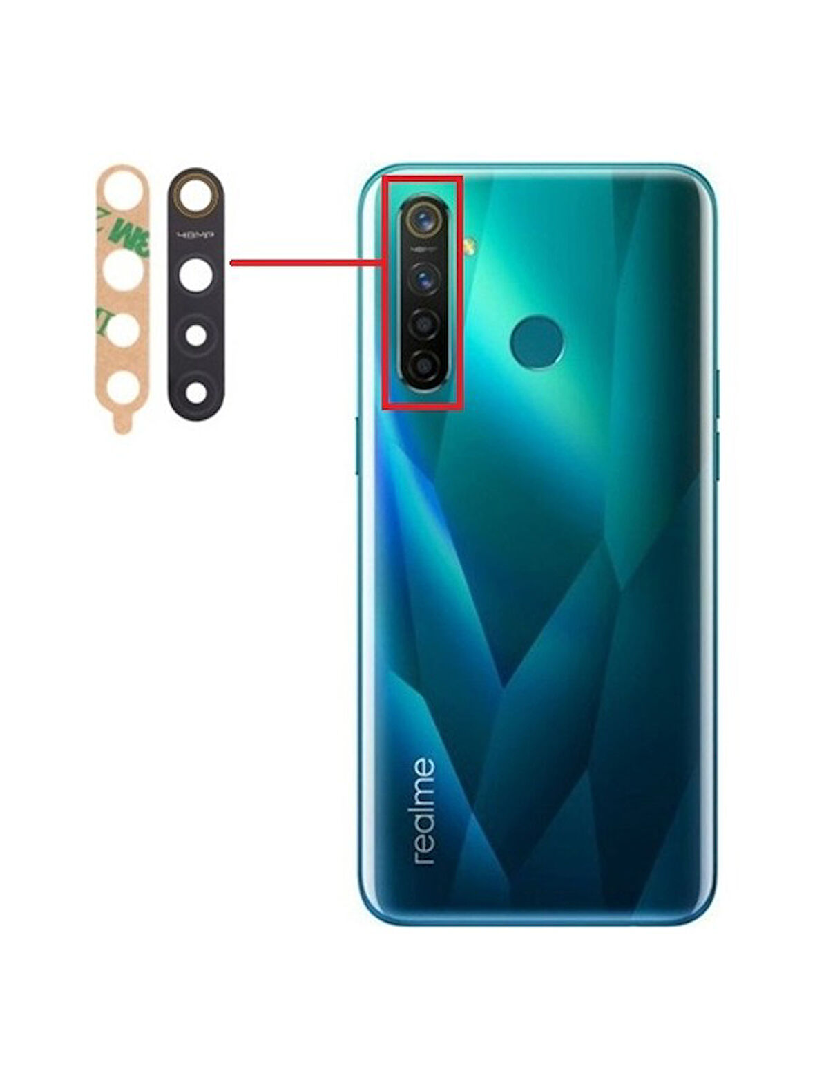 Realme 5 Pro Uyumlu Kamera Lensi Camı RMX1971 RMX1973