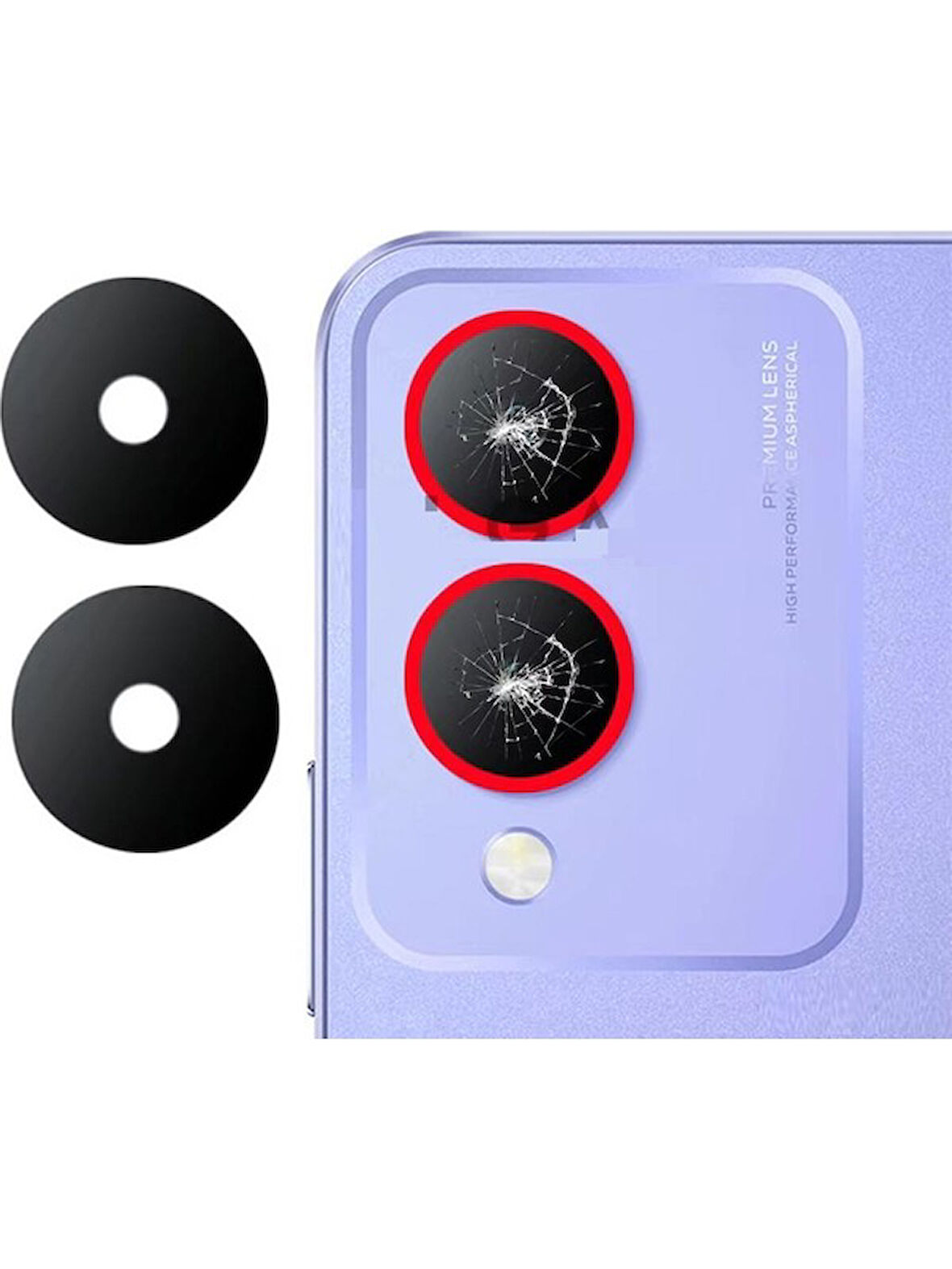 Vivo Y17S Ile Uyumlu Kamera Camı Ithal Set