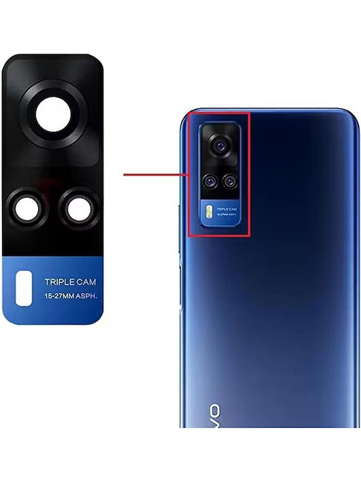 Vivo Y51 2020 Ile Uyumlu Kamera Camı Mavi V2030 V2031