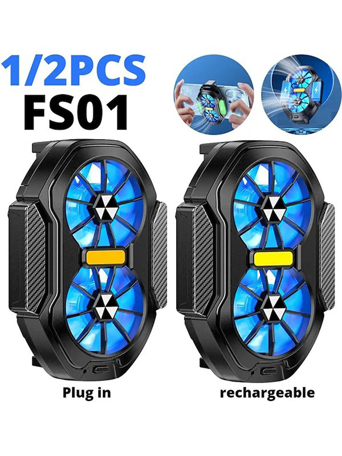 Cep Telefonu SoğutucuFS01 Çift Fan Şarj Edilebilir Uzun Ömürlü Güçlü Soğutma Hava Soğutma