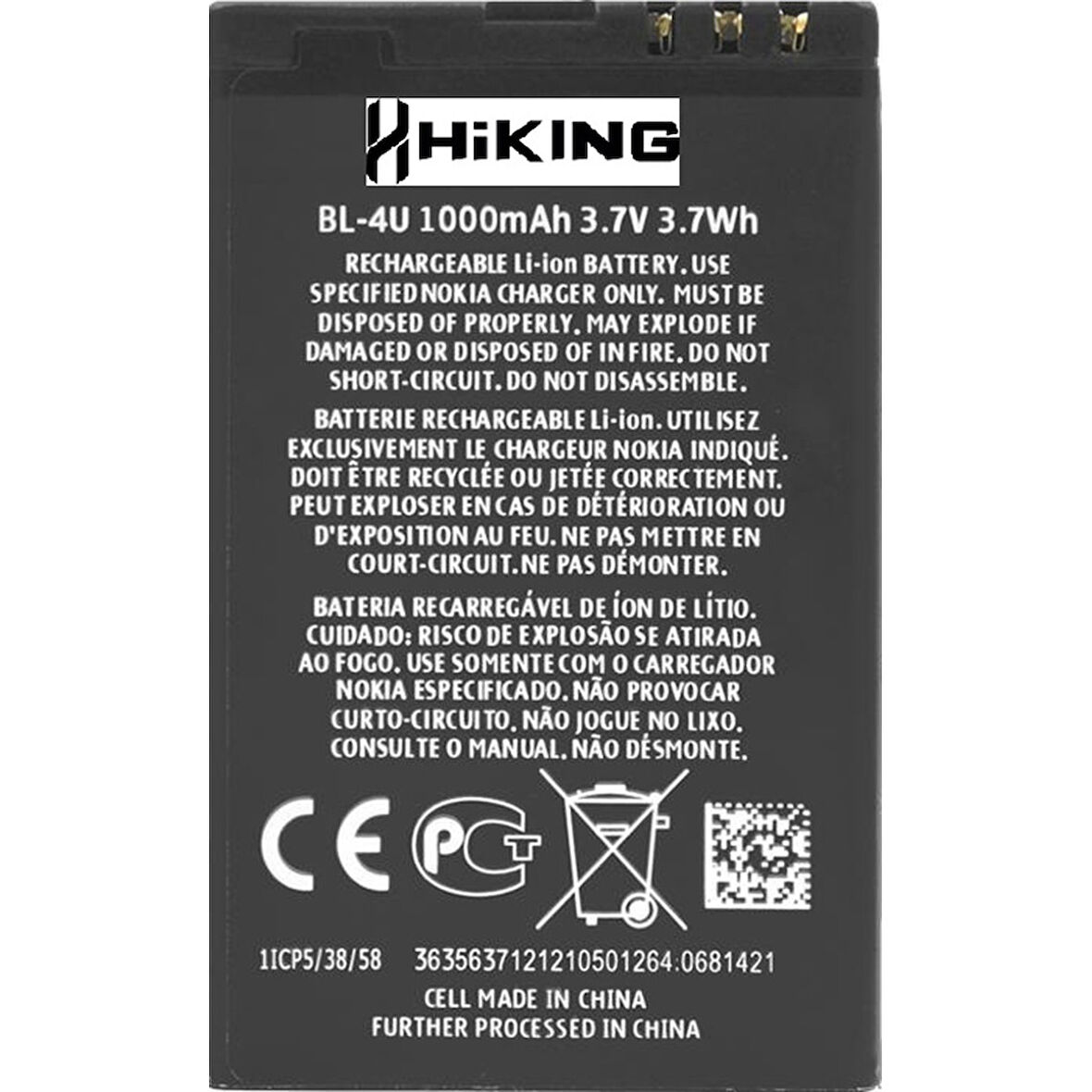 Hiking X9 İçin Pil Batarya Bl-4u 1000 Mah