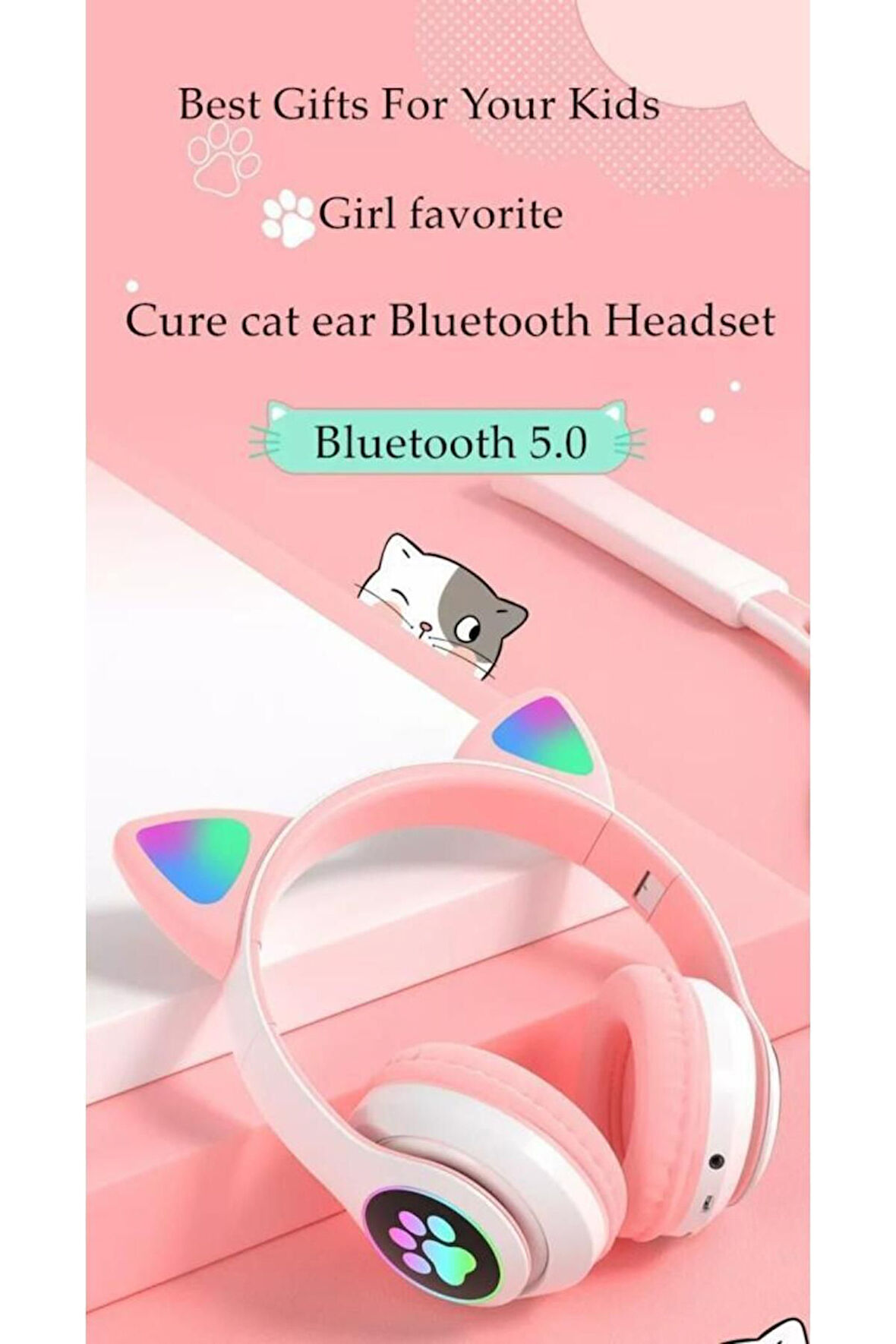 STN-28 Pembe Kulak Üstü Kablosuz Bluetooth Kulaklık