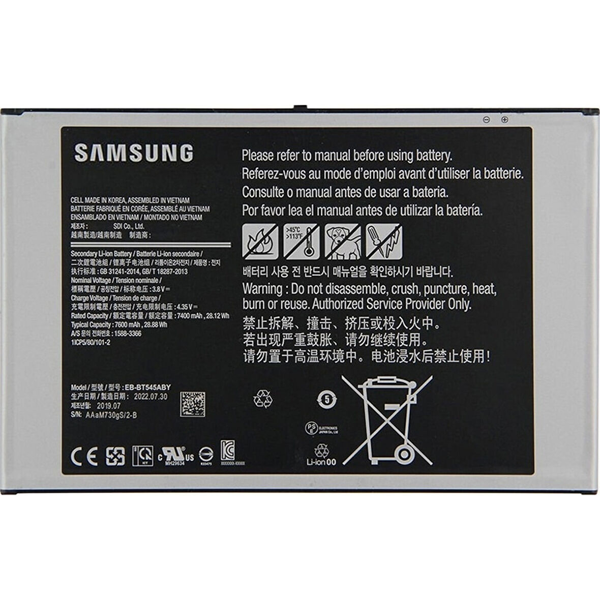 Samsung Galaxy Uyumlu Tab Active Pro S T540 T545 T547 Tablet Batarya Pil