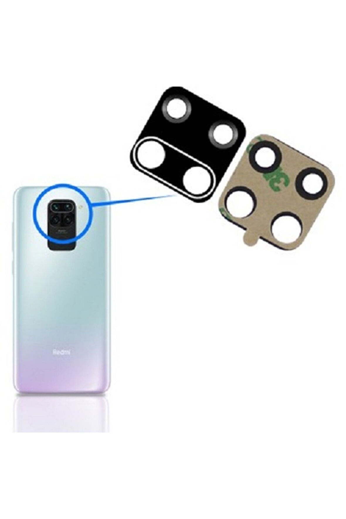 Xiaomi Uyumlu Redmi Note 9 Pro Arka Kamera Camı Lens Yapışkanlı