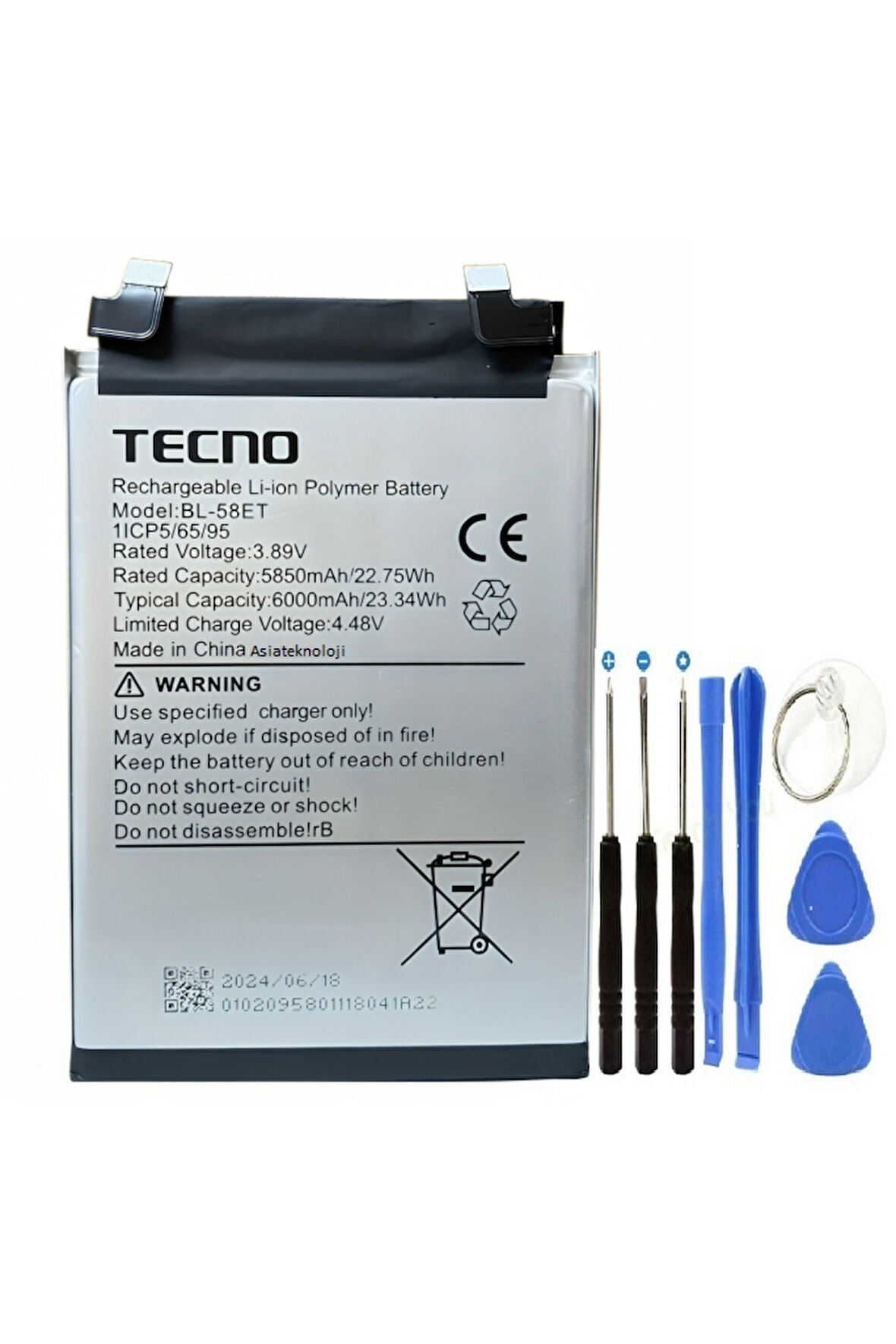 Tecno Pova 5 Pil Batarya BL-58ET + Tamir Set LH7N