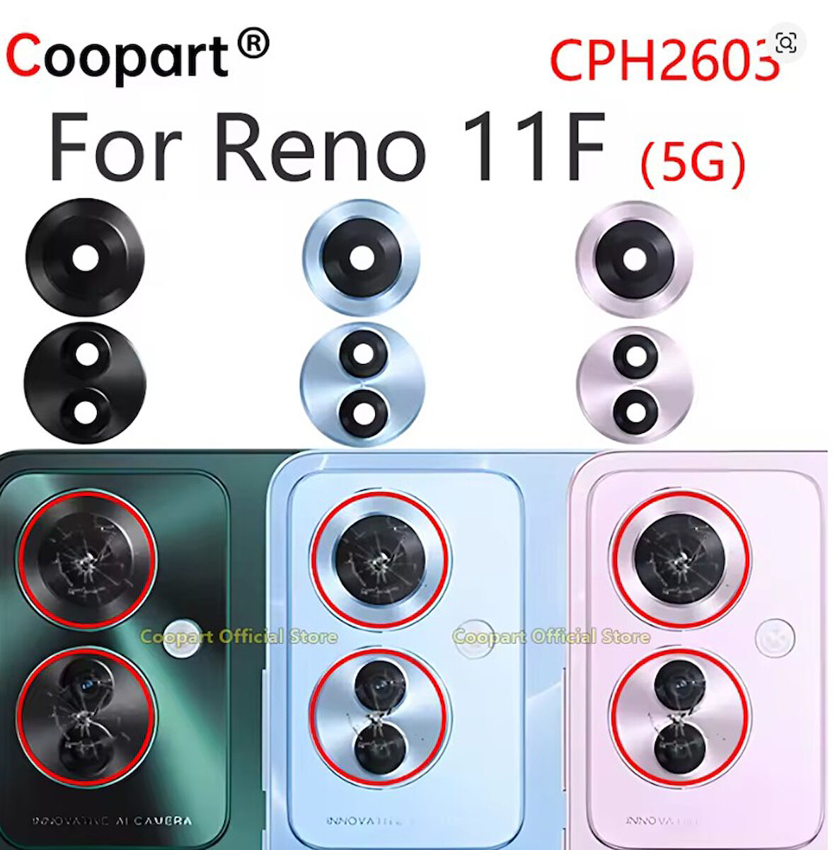 OPPO Reno11 F 5G CPH2603 Arka Kamera Kapağı İçin Coopart Arka Kamera Cam Lensi