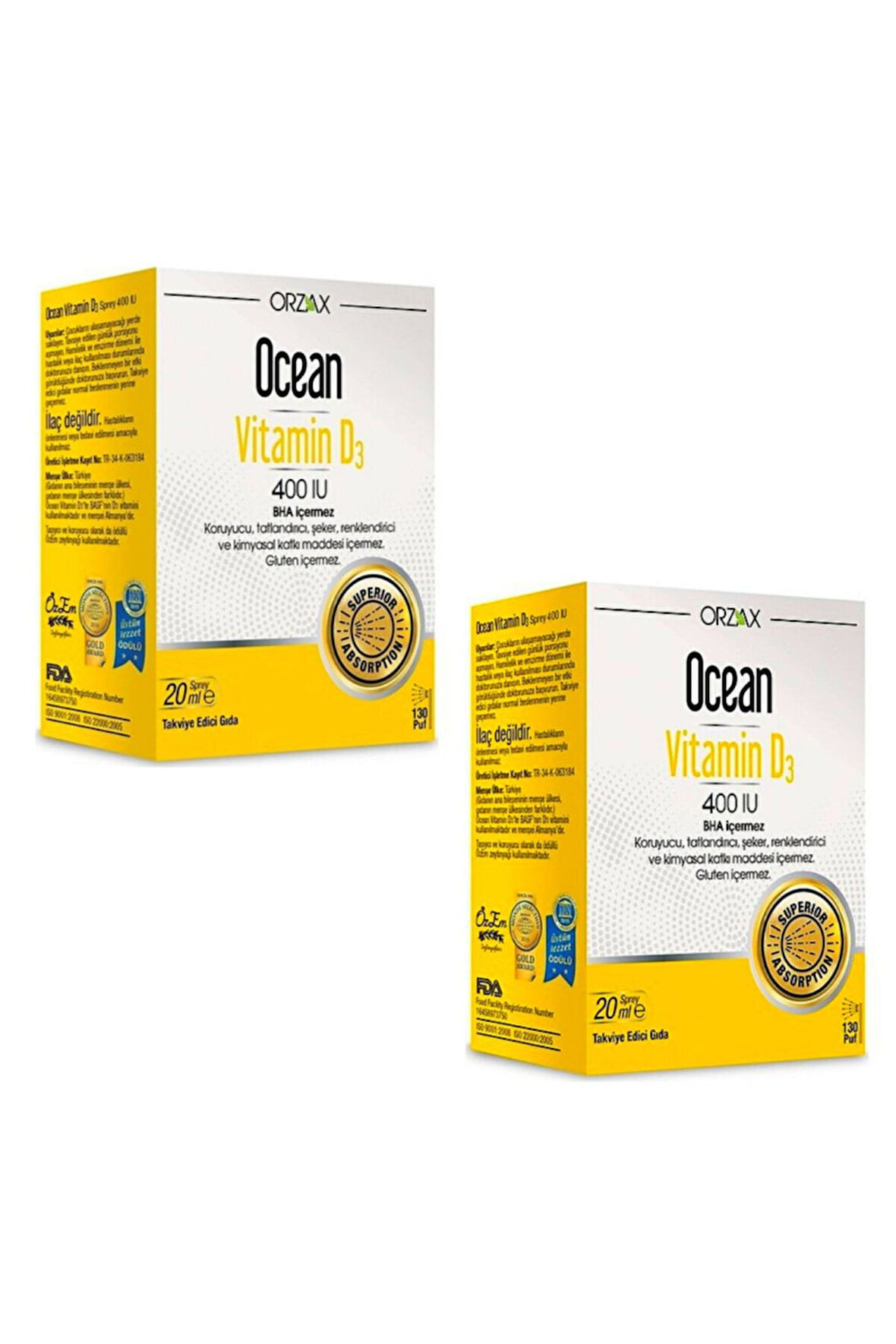 Ocean Vitamin D3 Sprey 400'lu 20ml 2 Adet
