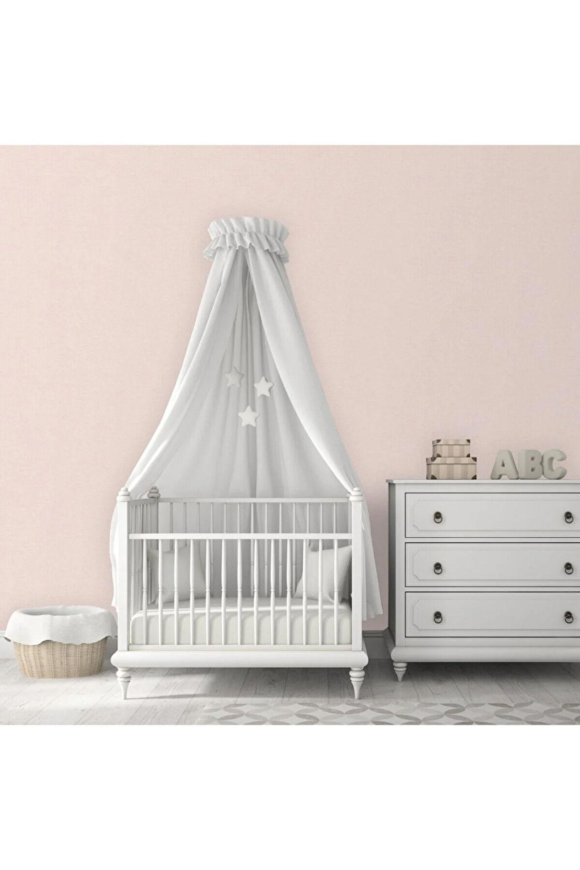 Keten Kumaş Dokulu Duvar Kağıdı - Açık, Pembe, Adakids 8942-1 (1.06x10 m - 10.6 m²)