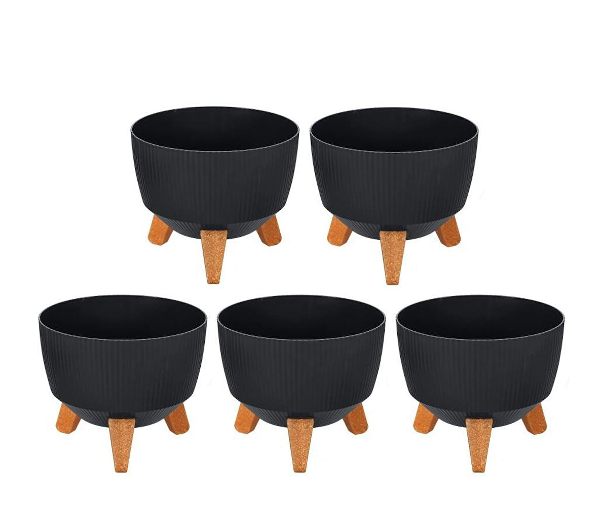 Omnipazar ELF-496 Dekoratif Ayaklı Nostalji Saksı 9 lt Antrasit 5 Adet