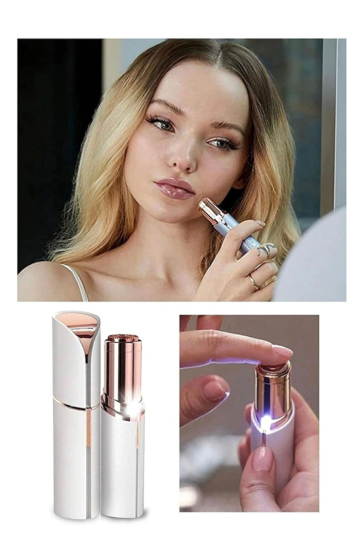 BUĞZ Epilasyon Yüz Çene Işıklı Kıl Tüy Alma Mini Cep Epilasyonu Kadın Mini Traş Makinesi Pilli