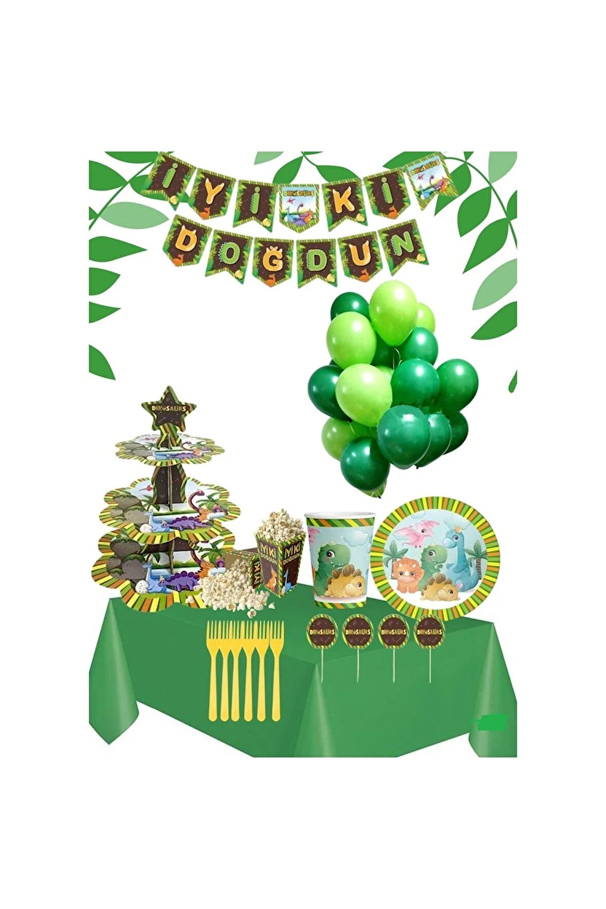 Sevimli Dinazorlar Temalı 8 Kişilik Doğum Günü Seti Dinazor