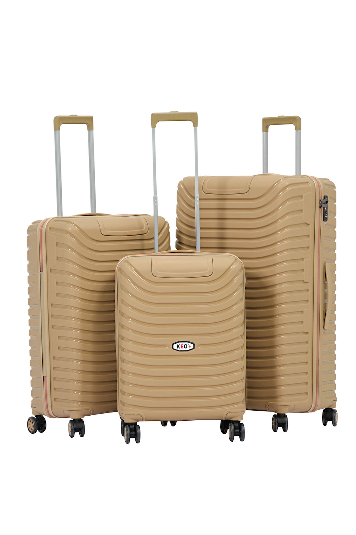 Keo-Plus Gold 3 lü Set Silikon Kırılmaz PP Valiz