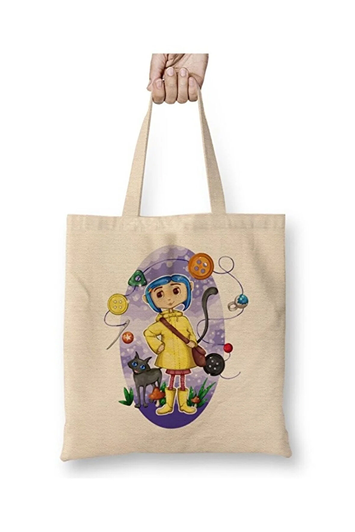 Coraline Jones Bez Çanta Uzun Saplı Alışveriş Çantası Plaj Çantası