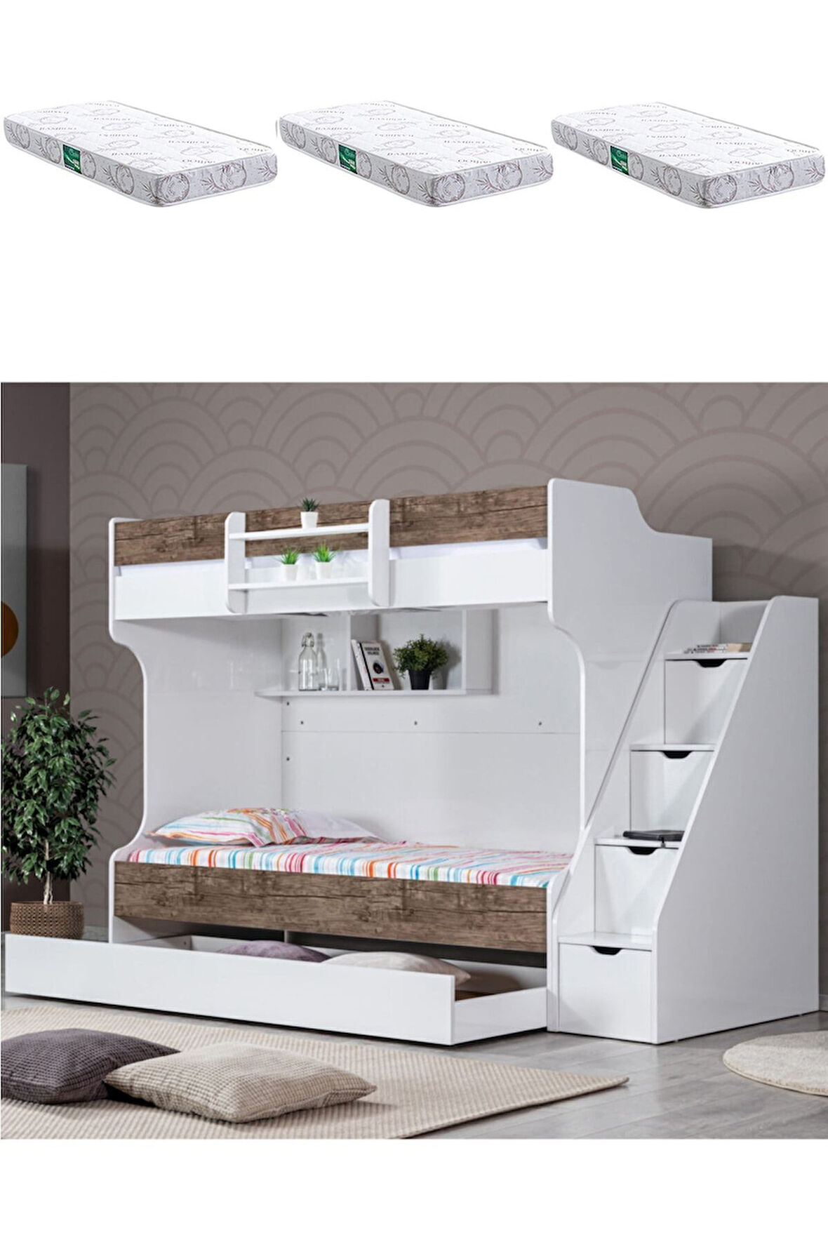 Ranza, Kardem Yavrulu Ranza - Ceviz + 3 Adet Comfort Yatak