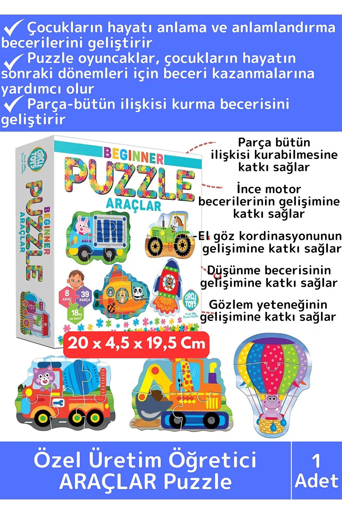 Premium Çocuk El Göz Koordinasyonu Zeka Geliştirici Eğitici Tanıtıcı Beginner ARAÇLAR Puzzle Oyunu