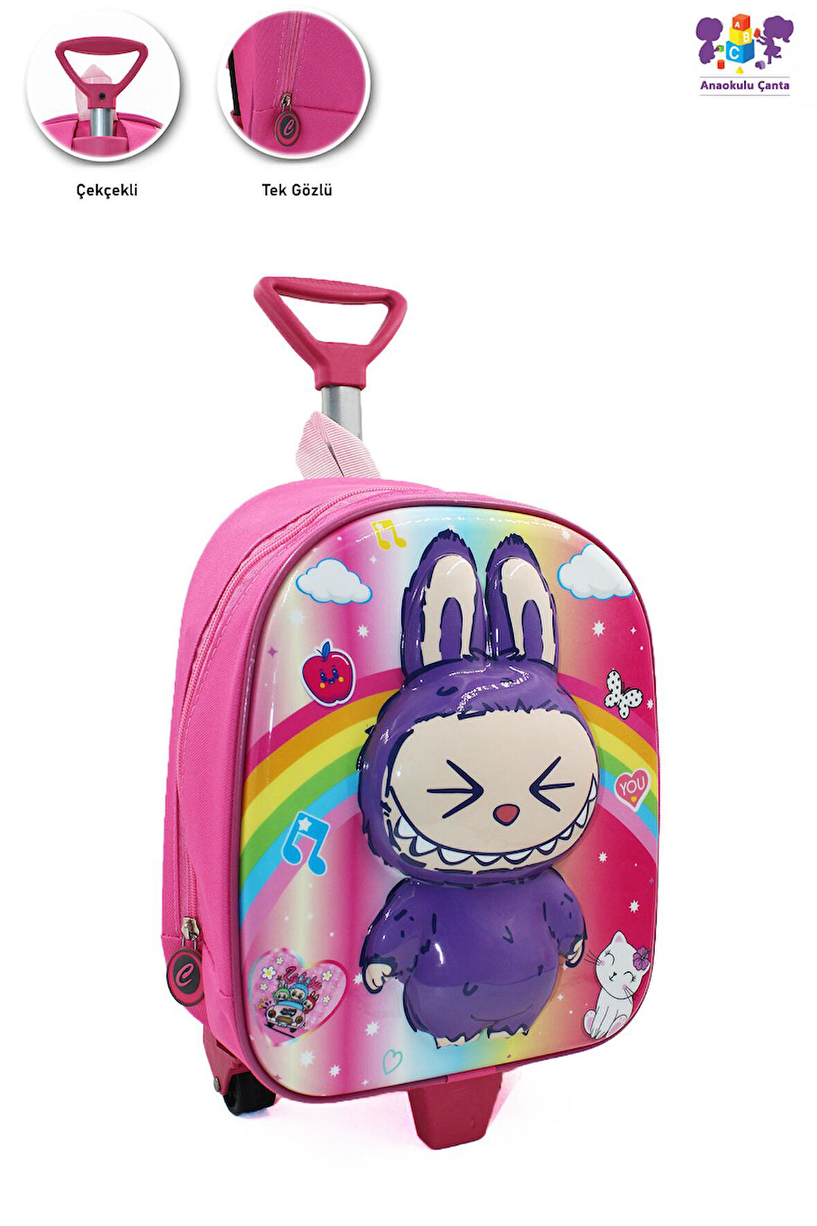 Labubu Çekçekli Anaokulu Çantası - Çocuk Çanta - Kreş Çantası - Labubu Çanta